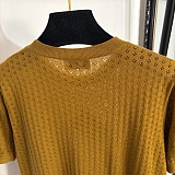 Miu Miu Pointelle Knit Short Sleeve Tee