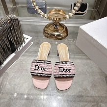 Dioriviera Dior Woven Heeled Slide in Pink