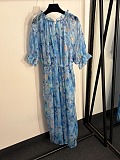 D&G  Blue Floral Chiffon Midi Dress