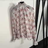 D&G  Small Flower Bouquets-print Chiffon Top