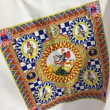 D&G Sicilian Maiolica Graphic Muscle Tee with Front Tie
