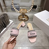 Dioriviera Dior Woven Heeled Slide in Pink