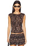 Leopard Print Open Back & Skort Set