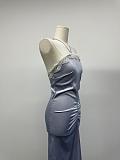 Satin Midi Dress with Lace