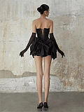 Lace Up Strapless Gown