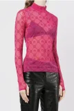 Marine Serre Moonogram Mesh Flock Fitted Top - Pink