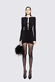 Long Sleeve Ruched Bodycon Dress with Crystal Details
