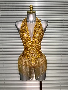 Gold Halter Bodysuit