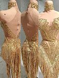 Rhinestone Fringes Halter Party Dress