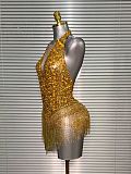 Gold Halter Bodysuit