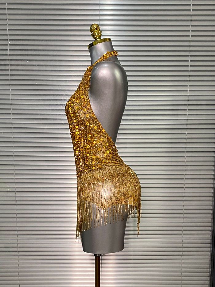 Gold Halter Bodysuit