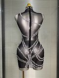 Rhinestone Chain Luxe Party Dress