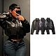 Cropped Cargo Leather Jacket