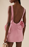 Pink Sleeveless Shift Dress with Peplum Floral Detail