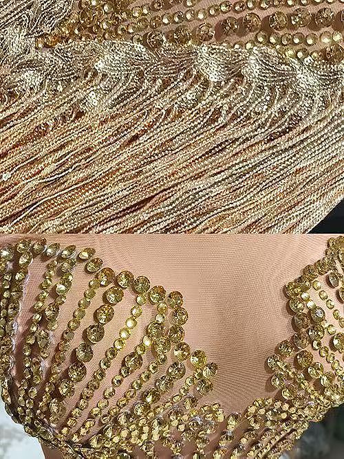 Rhinestone Fringes Halter Party Dress