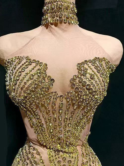 Rhinestone Fringes Halter Party Dress