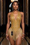 Gold Halter Bodysuit
