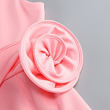 Pink Sleeveless Shift Dress with Peplum Floral Detail