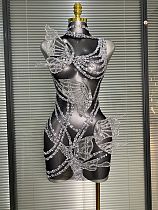 Rhinestone Chain Luxe Party Dress