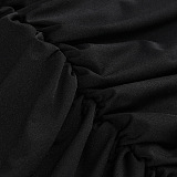 Long Sleeve Ruched Bodycon Dress with Crystal Details