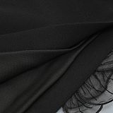 Black Floral Applique Lace Mini Dress