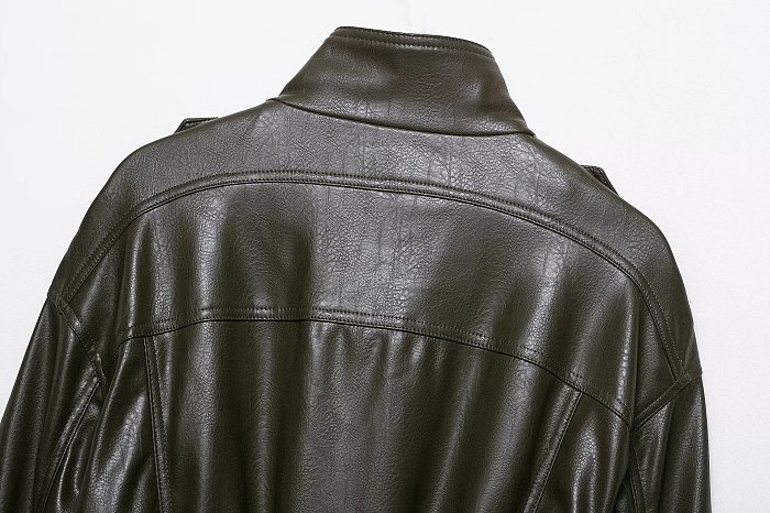 Cropped Cargo Leather Jacket