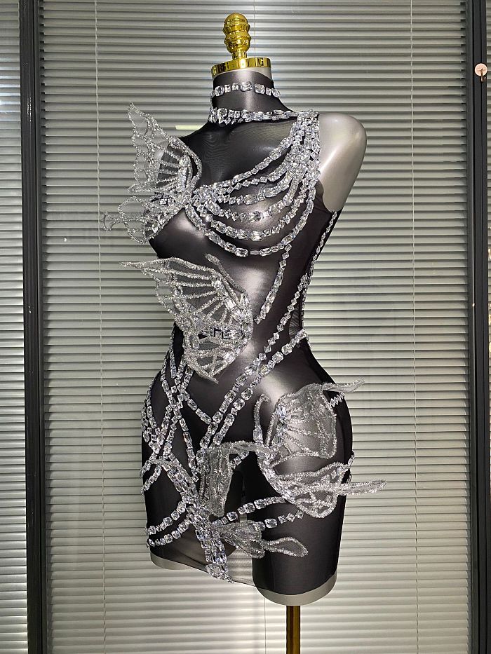 Rhinestone Chain Luxe Party Dress