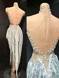 Rhinestone Fringes Halter Party Dress