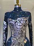 Long Sleeve Acrylic Embellished Dress