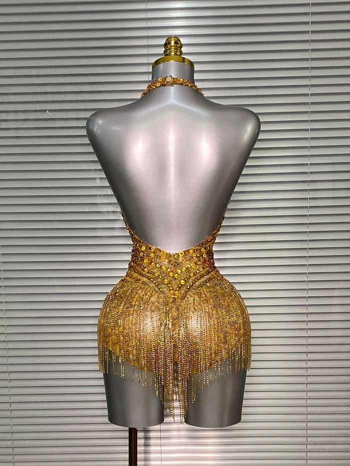 Gold Halter Bodysuit