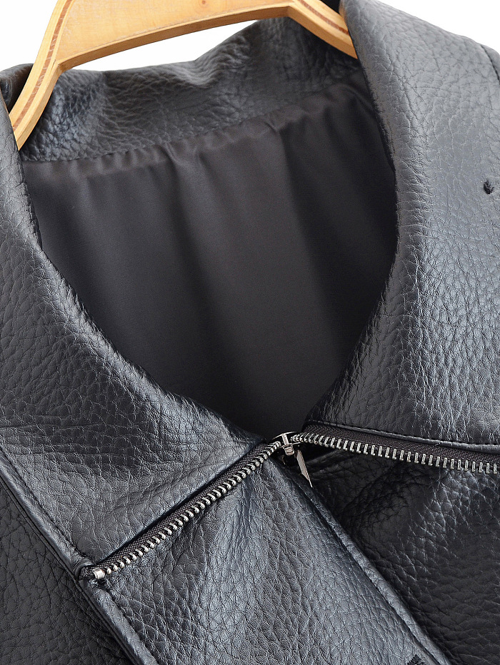 Cropped Cargo Leather Jacket