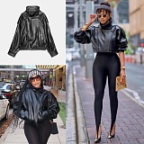Cropped Cargo Leather Jacket