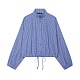 Drawstring Lantern Sleeves Plaid Shirt