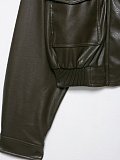 Cropped Cargo Leather Jacket