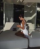 Chanel Luxury White Embossed CC Logo One-Piece with Ruffle Trim