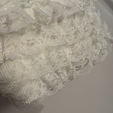 Chanel Romantic White Ribbed Knit Tank Top with Tiered Lace Ruffles