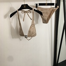 Chanel Timeless Beige Embossed CC Monogram Triangle Bikini Set