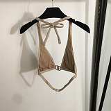 Chanel Timeless Beige Embossed CC Monogram Triangle Bikini Set