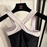 Chanel Criss-Cross High-Neck One-Piece Swimsuit