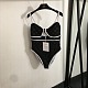 Chanel Glamorous Black Crystal-Embellished One-Piece Swimsuit with Bow Accent