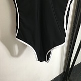 Chanel Sophisticated Paneled One-Piece Swimsuit with White Piping