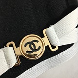 Chanel Classic Contrast-Bandeau Bikini Set with High-Cut Bottoms