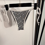 Chanel Monogram Stripe Tie-Side Bikini Set