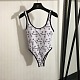 Chanel All-Over Logo Print Scoop Neck One-Piece Swimsuit