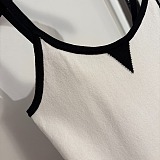Chanel Elegant Two-Tone V-Neck Cami Top with Contrast Piping