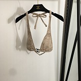 Chanel Timeless Beige Embossed CC Monogram Triangle Bikini Set