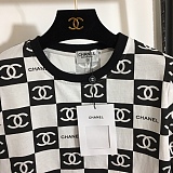 Chanel Bold Black & White Checkerboard Monogram Print T-Shirt