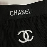Chanel Minimalist Black Scoop-Neck Bikini Set with Center CC Logo