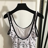 Chanel All-Over Logo Print Scoop Neck One-Piece Swimsuit