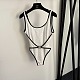 Chanel One-piece Swimsuit with Black Contrast Piping & Waist Trim